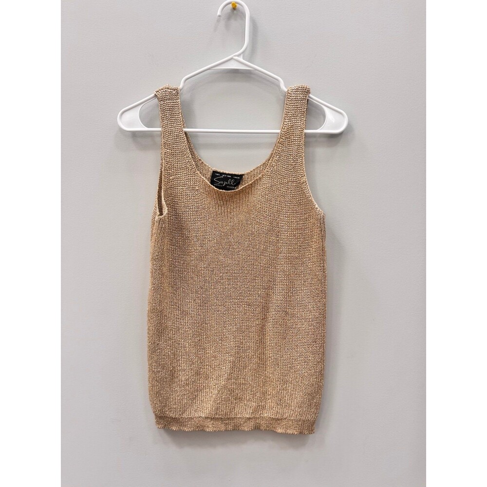 Vintage 80s Suzelle gold shimmer knit tank top Small